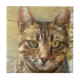 Azulejo De Cerámica Dibujo de lápiz de gatos de tabla