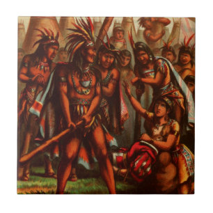 Azulejo De Cerámica Dibujo del vintage: Pocahontas, la princesa india