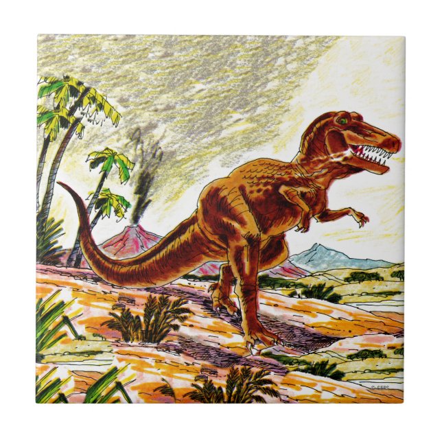 Azulejo De Cerámica Dinosaurio de Rex del Tyrannosaurus (Frente)