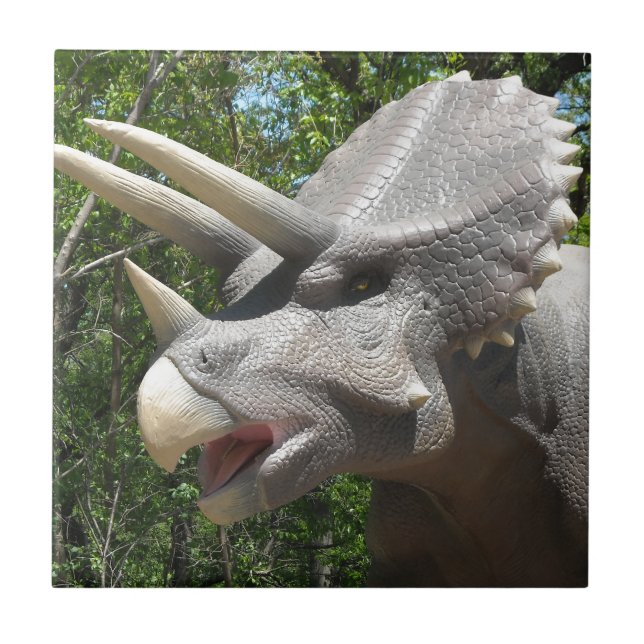 Azulejo De Cerámica Dinosaurio Triceratops (Frente)