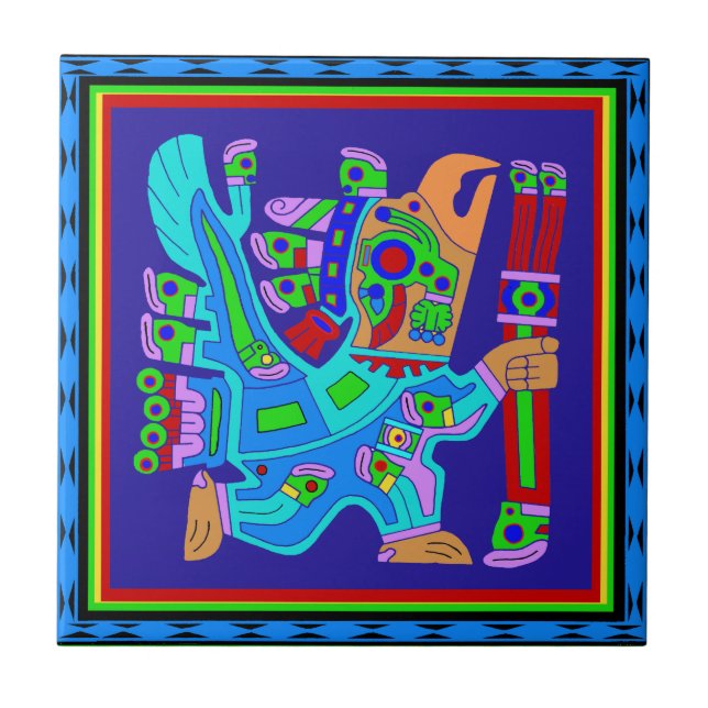 Azulejo De Cerámica Dios Guerrero Águila Azteca (Frente)