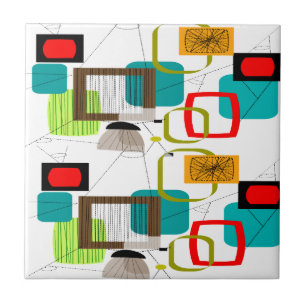 Azulejo De Cerámica Diseño abstracto de inspiración atómica