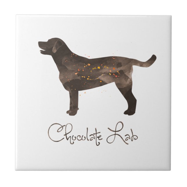 Azulejo De Cerámica Diseño acuarela de Chocolate Lab (Frente)