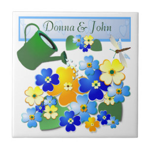 Azulejo De Cerámica Diseño colorido de flores Art Deco