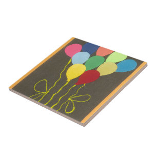 Azulejo De Cerámica Diseño de arte gráfico de los globos de cumpleaños