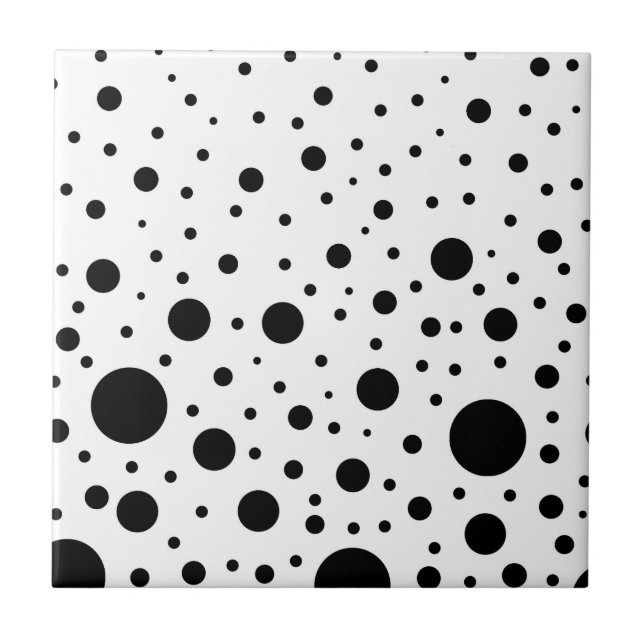 Azulejo De Cerámica Diseño de Círculo en Blanco y Negro (Frente)