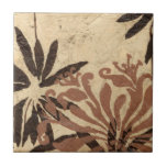 Azulejo De Cerámica Diseño de esténcil floral con hojas de Tawny<br><div class="desc">Este diseño de esténcil de hojas florales con una decoración de colores suaves tiene un fondo rústico que le da un toque de época. Un original de Jennifer Goldberger,  esta impresión sería un regalo increíble para alguien que disfruta de un ambiente rústico de piezas como esta!</div>