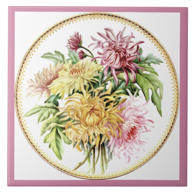 AZULEJO DE CERÁMICA DISEÑO DE FLORES (Frente)