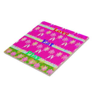 Azulejo De Cerámica Diseño de flores de juego de amor inspirador