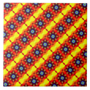 Azulejo De Cerámica Diseño de flores de naranja amarillo lindo