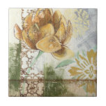 Azulejo De Cerámica Diseño de Fresco Decorativo con Flor de Globe<br><div class="desc">Este fresco decorativo de Megan Meagher presenta una flor de globo. Un fondo abstracto rodea la flor,  creando un ambiente surrealista que contrasta con la flor realista.</div>