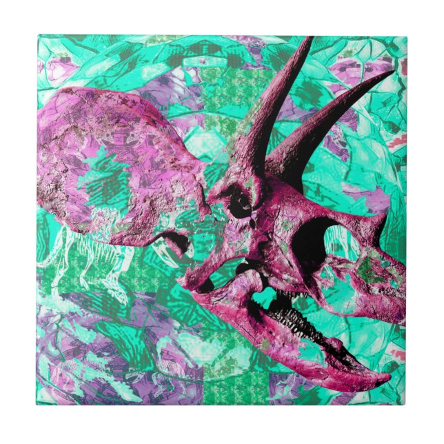 Azulejo De Cerámica Diseño de la impresión del cráneo del dinosaurio (Frente)