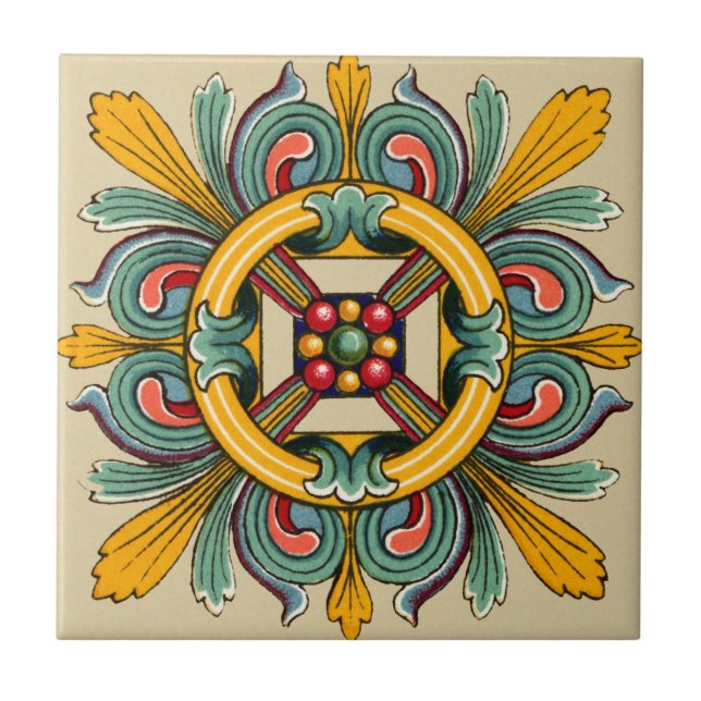 Azulejo De Cerámica Diseño de mosaico victoriano de Beeswax (Frente)