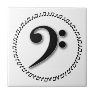 Azulejo De Cerámica Diseño de notas de música de Bass Clef