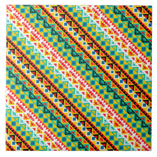Azulejo De Cerámica Diseño de patrones aztecas coloridos lindos