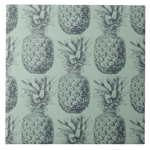 Azulejo De Cerámica Diseño de patrones de piña y fruta tropical