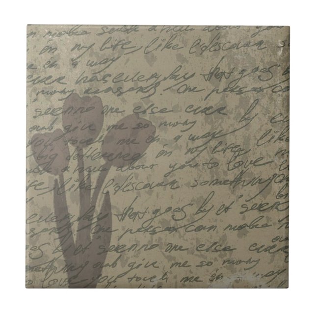 Azulejo De Cerámica Diseño de tulipanes de época (Frente)