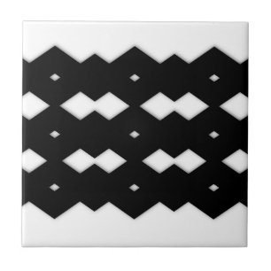 Azulejo De Cerámica Diseño de zigzag en blanco y negro