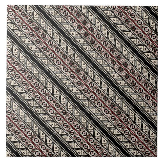 Azulejo De Cerámica Diseño decorativo de estampados ucranianos (Frente)