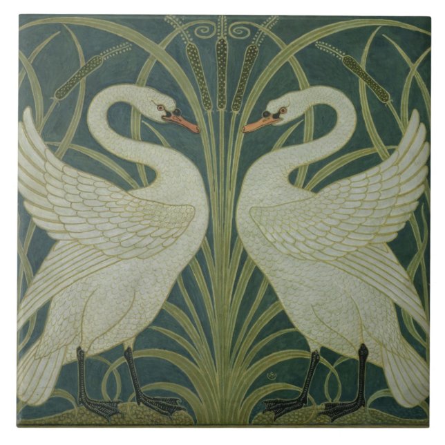 Azulejo De Cerámica Diseño del papel pintado del "cisne, de la (Frente)