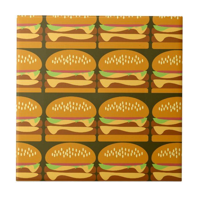 Azulejo De Cerámica Diseño del patrón Personalizado Cheeseburger Diver (Frente)