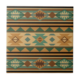Azulejo De Cerámica Diseño del Suroeste Green Brown Tan