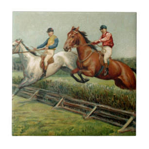 Azulejo De Cerámica diseño del vintage de la carrera de caballos