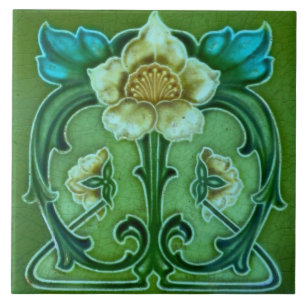 Azulejo de cerámica - Diseño floral Art Nouveau vi