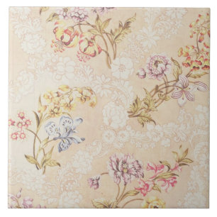 Azulejo De Cerámica Diseño floral con los peonies, los lirios y los