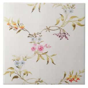 Azulejo De Cerámica Diseño floral de claveles y de rosas para una seda