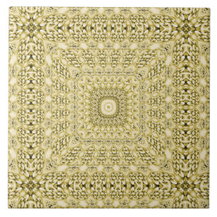 Azulejo De Cerámica Diseño floral del Relieve metalizado dorado
