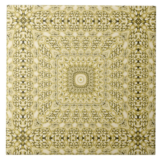 Azulejo De Cerámica Diseño floral del Relieve metalizado dorado (Frente)