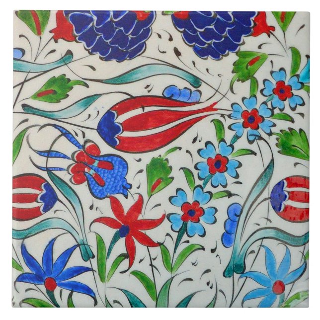 Azulejo De Cerámica Diseño floral turco (Frente)
