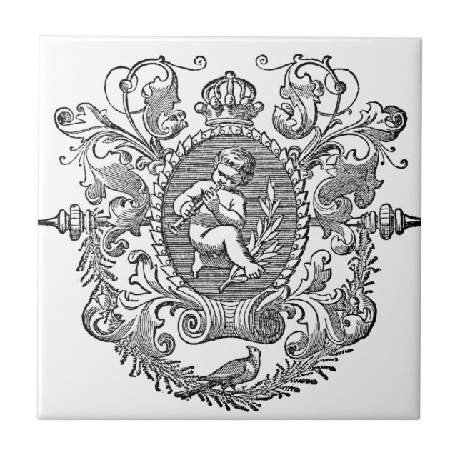 Azulejo De Cerámica Diseño francés de la querube de la tipografía del (Frente)