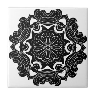 Azulejo De Cerámica Diseño geométrico en blanco y negro