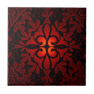 Azulejo De Cerámica Diseño Geométrico Moderno Naranja Rojo Negro