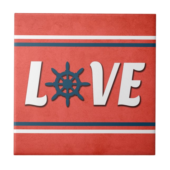 Azulejo De Cerámica Diseño náutico de amor (Frente)