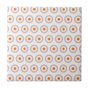 Azulejo De Cerámica Diseño retro de punto de círculo púrpura y Naranja