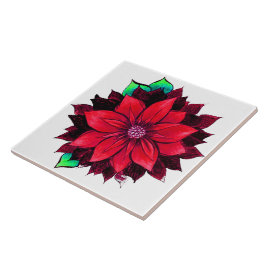 Azulejo De Cerámica Diseño ROJO CLÁSICO del POINSETTIA