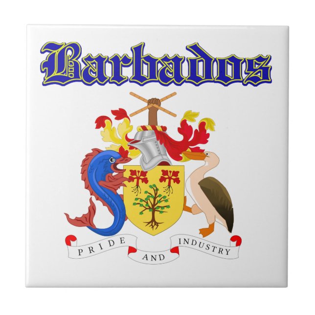 Azulejo De Cerámica Diseños del escudo de armas de Barbados del Grunge (Frente)