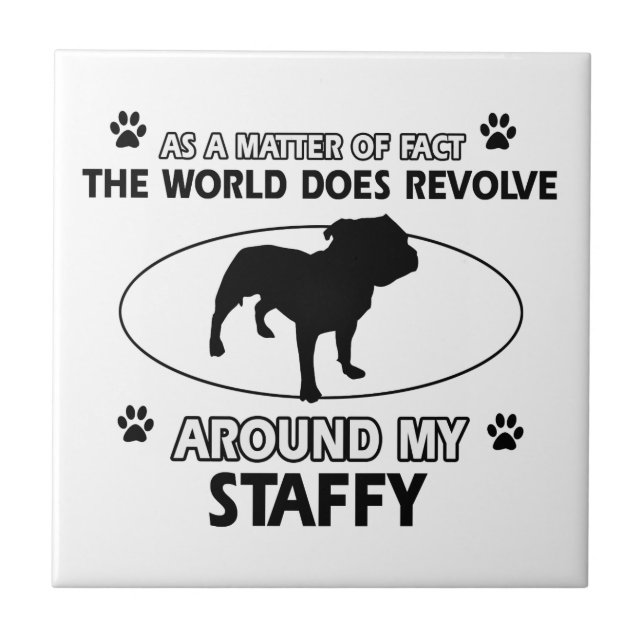 Azulejo De Cerámica Diseños staffy divertidos (Frente)