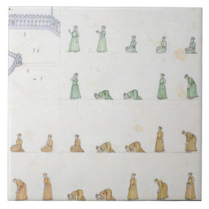 Azulejo De Cerámica Diversas posiciones del cuerpo durante rezo de