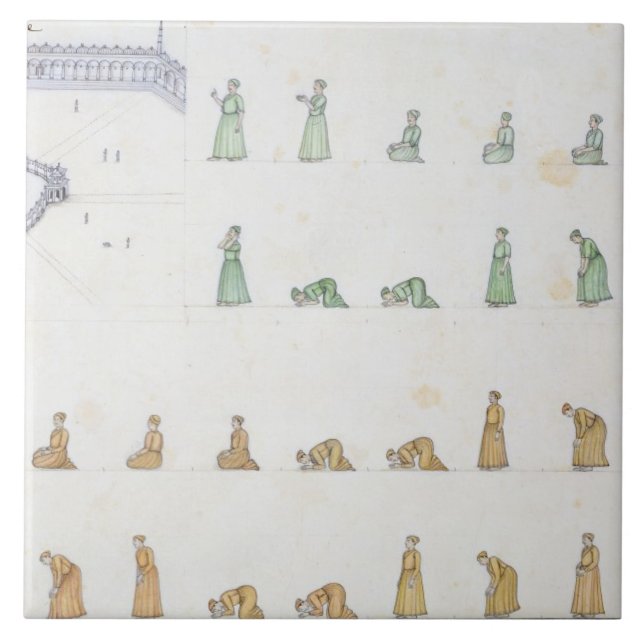 Azulejo De Cerámica Diversas posiciones del cuerpo durante rezo de (Frente)