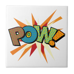 Azulejo De Cerámica Diversión de Arte Pop Cómic Retro POW