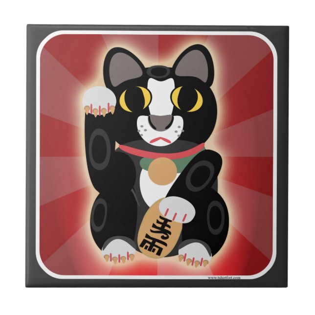 Azulejo De Cerámica Diversión dulce Tuxedo suerte gato Dibujo Diversió (Frente)