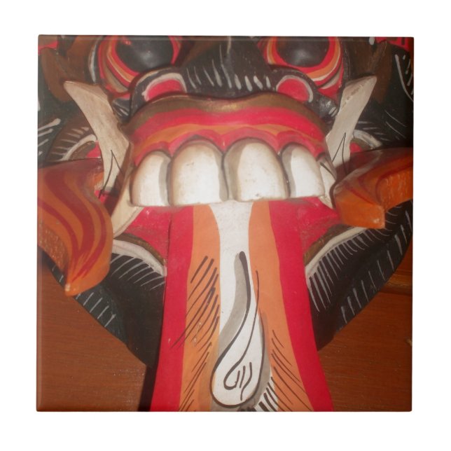Azulejo De Cerámica Divertida máscara rara de la lengua rara (Frente)