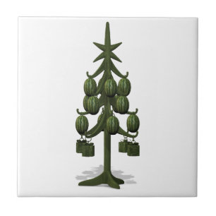 Azulejo De Cerámica Divertido Árbol de Navidad de las sandías