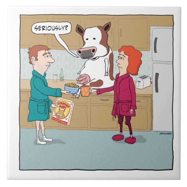 Azulejo De Cerámica Divertido ordeñando la vaca (Frente)