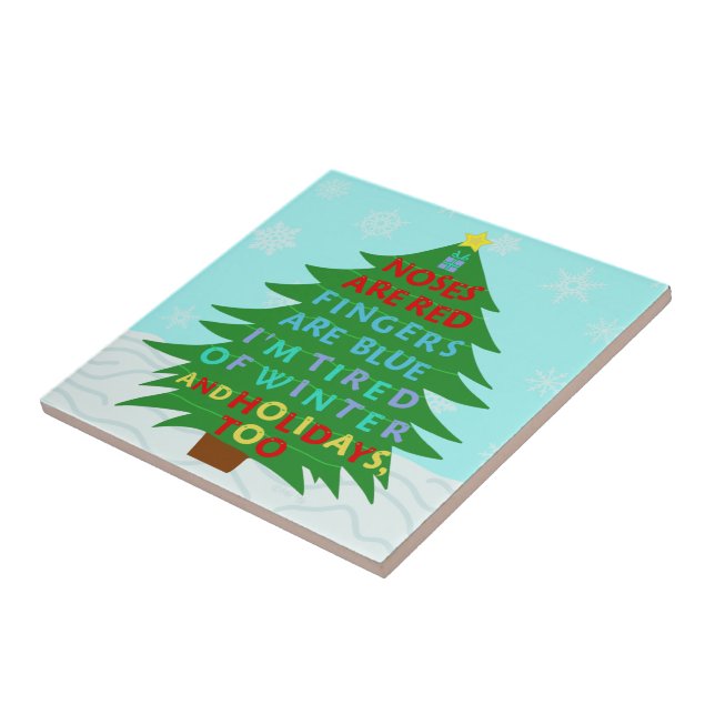 Azulejo De Cerámica Divertido poema de Bah Humbug Navidades (Lado)