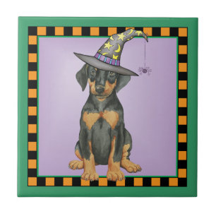 Azulejo De Cerámica Doberman Witch